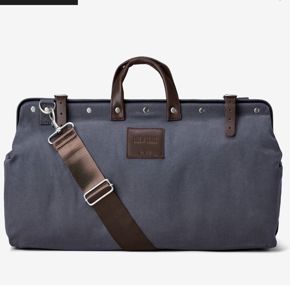 Line of Trade Mens Grey Canvas and Leather weekender bag - Picture 3 of 13